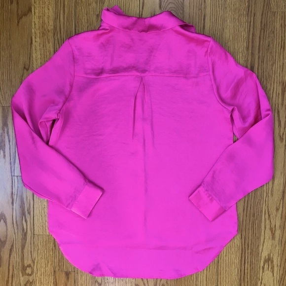 Pleione Y2KFuchsia Pink satin silky soft button up long sleeve shirt - Picture 12 of 12
